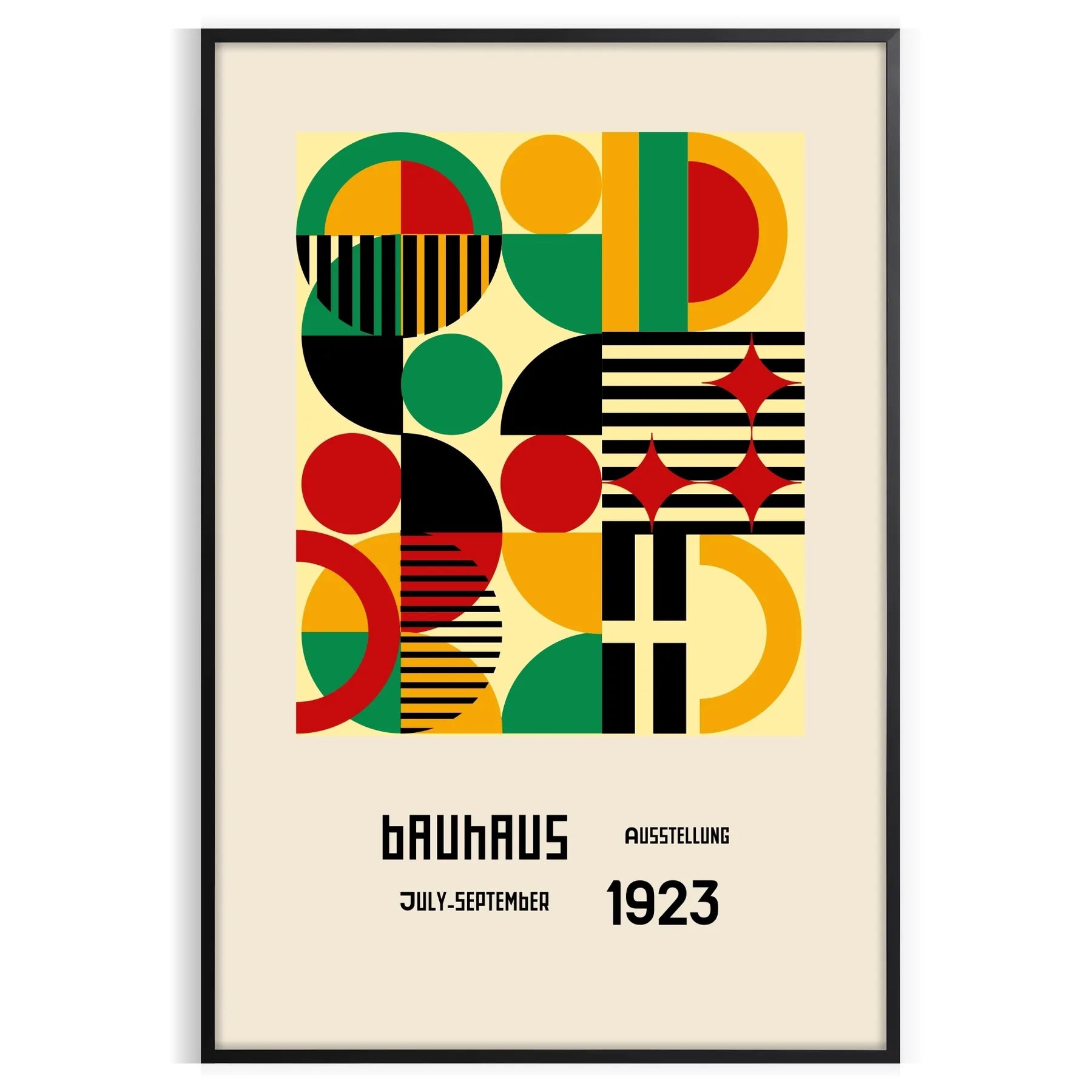 space stunning Bauhaus wall art poster bold green red hues captivating artwork modern elegance room perfect gift enthusiasts ideal print decor