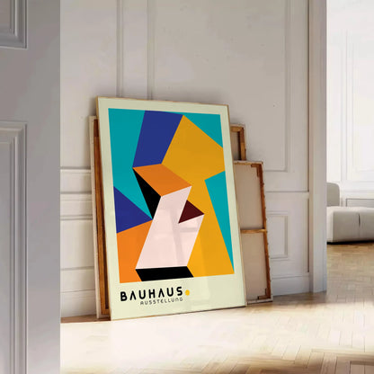 vibrant Bauhaus Exhibition Poster stunning artwork bold orange green modern elegance space wall art thoughtful gift decor unique print A4 cm A0 sizes