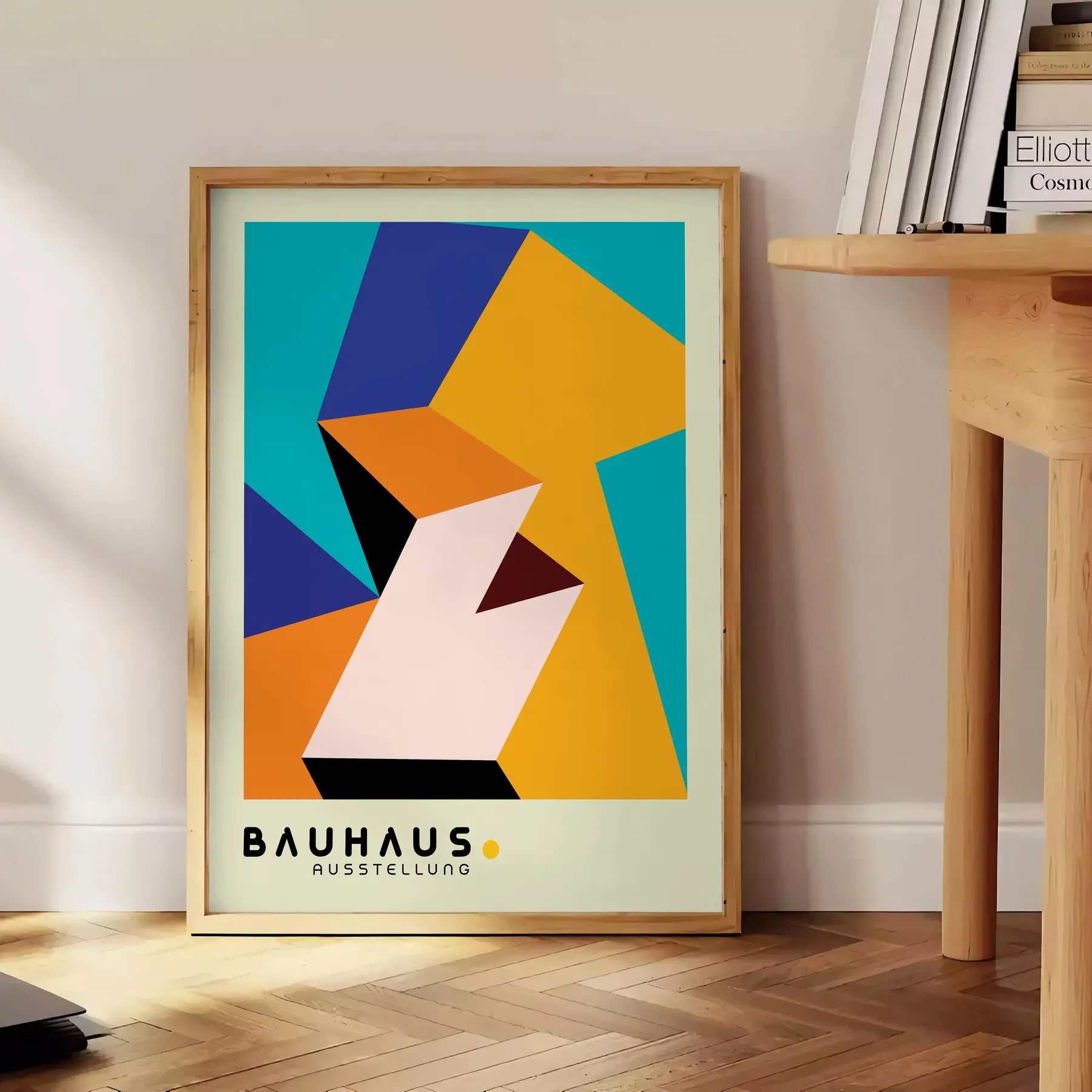 vibrant Bauhaus Exhibition Poster stunning artwork bold orange green modern elegance space wall art thoughtful gift decor unique print A4 cm A0 sizes