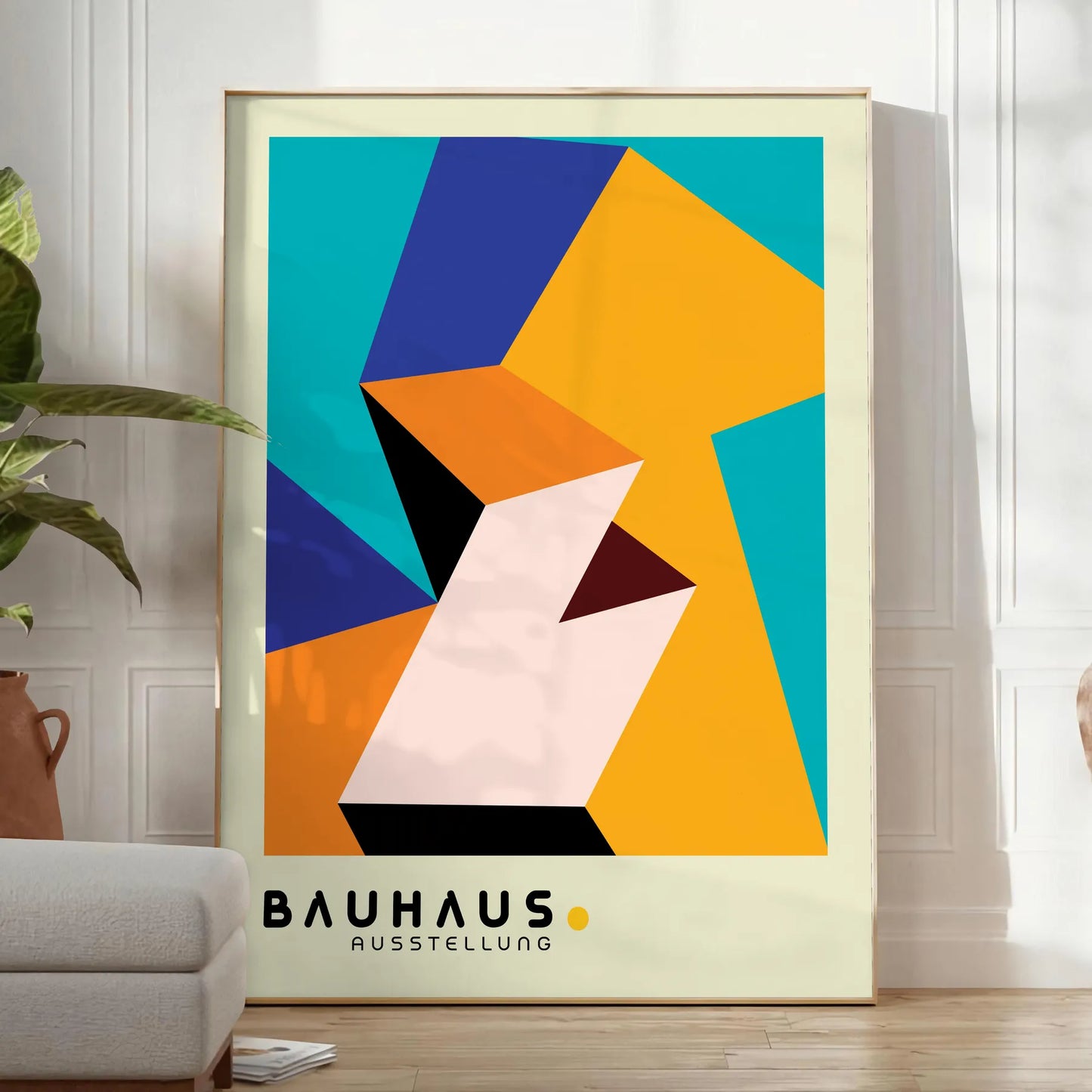 vibrant Bauhaus Exhibition Poster stunning artwork bold orange green modern elegance space wall art thoughtful gift decor unique print A4 cm A0 sizes