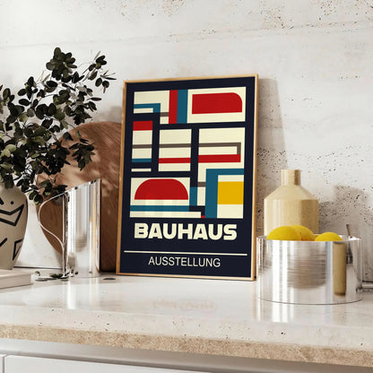 space vintage Bauhaus poster vibrant green red hues wall art classic design modern appeal ideal gift enthusiasts unframed styles