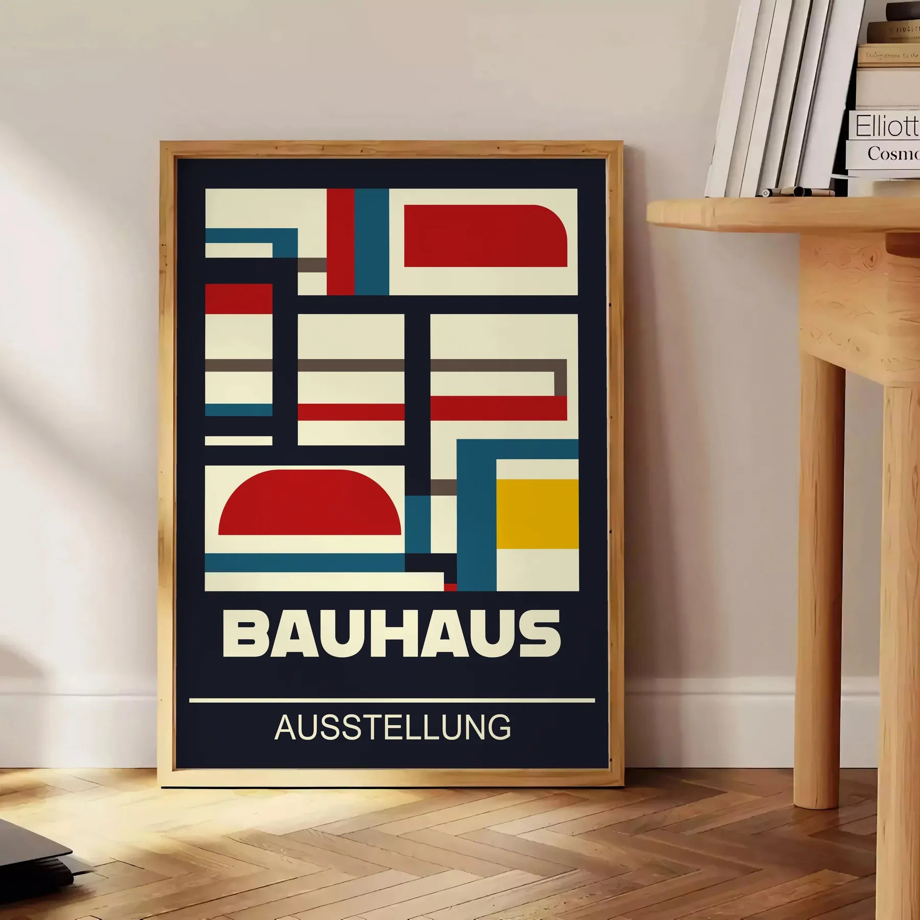 space vintage Bauhaus poster vibrant green red hues wall art classic design modern appeal ideal gift enthusiasts unframed styles