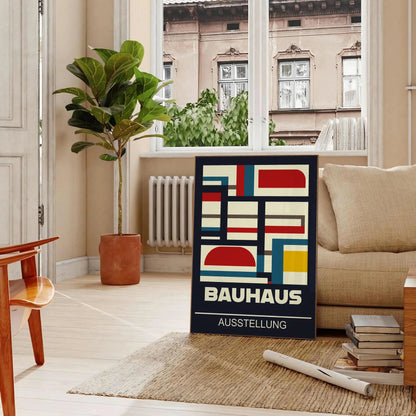 space vintage Bauhaus poster vibrant green red hues wall art classic design modern appeal ideal gift enthusiasts unframed styles