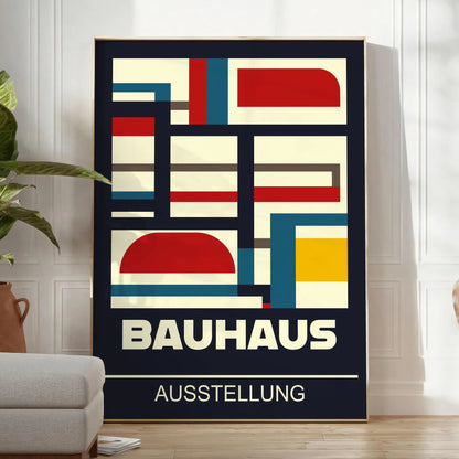 space vintage Bauhaus poster vibrant green red hues wall art classic design modern appeal ideal gift enthusiasts unframed styles