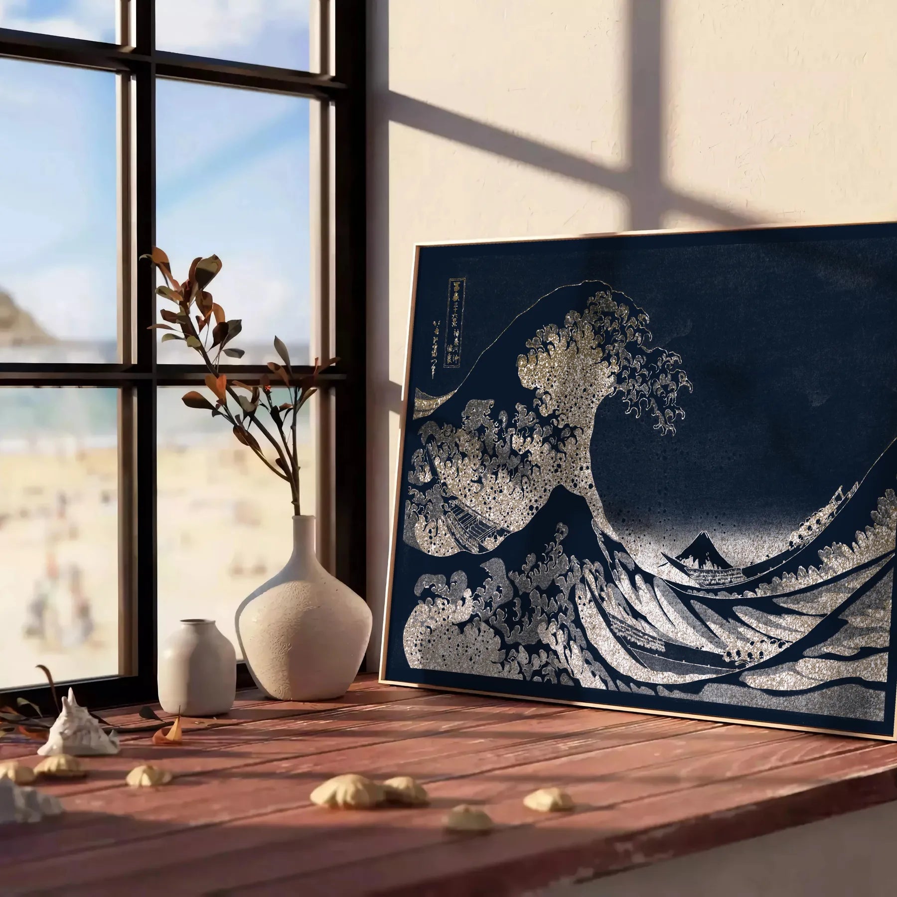 mystique Japan Black Hokusai Poster lush green highlights striking piece wall art traditional artistry modern aesthetics unique gift space A4 cm A0 sizes