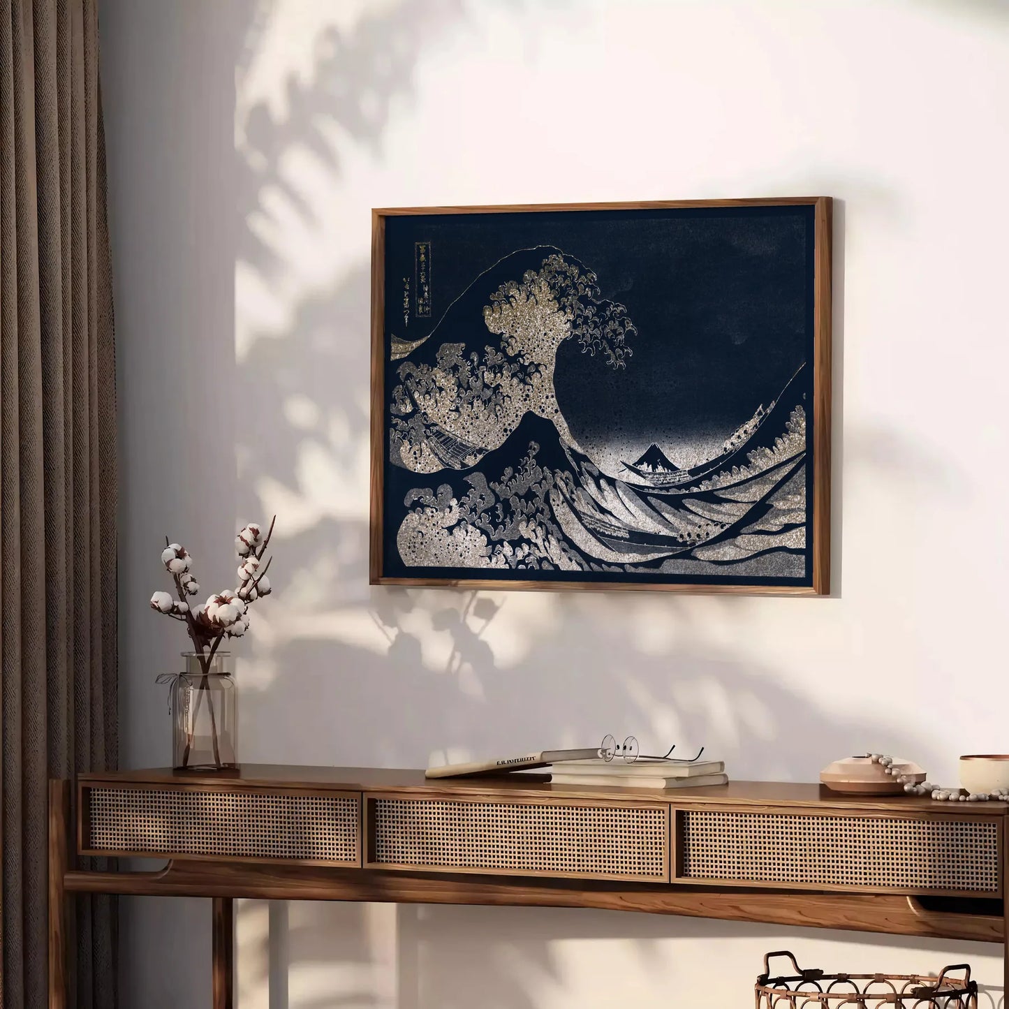 mystique Japan Black Hokusai Poster lush green highlights striking piece wall art traditional artistry modern aesthetics unique gift space A4 cm A0 sizes