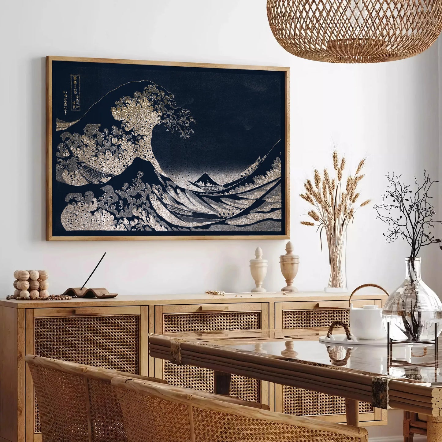 mystique Japan Black Hokusai Poster lush green highlights striking piece wall art traditional artistry modern aesthetics unique gift space A4 cm A0 sizes